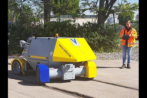 Vollert Vlex road-rail robot shunter.